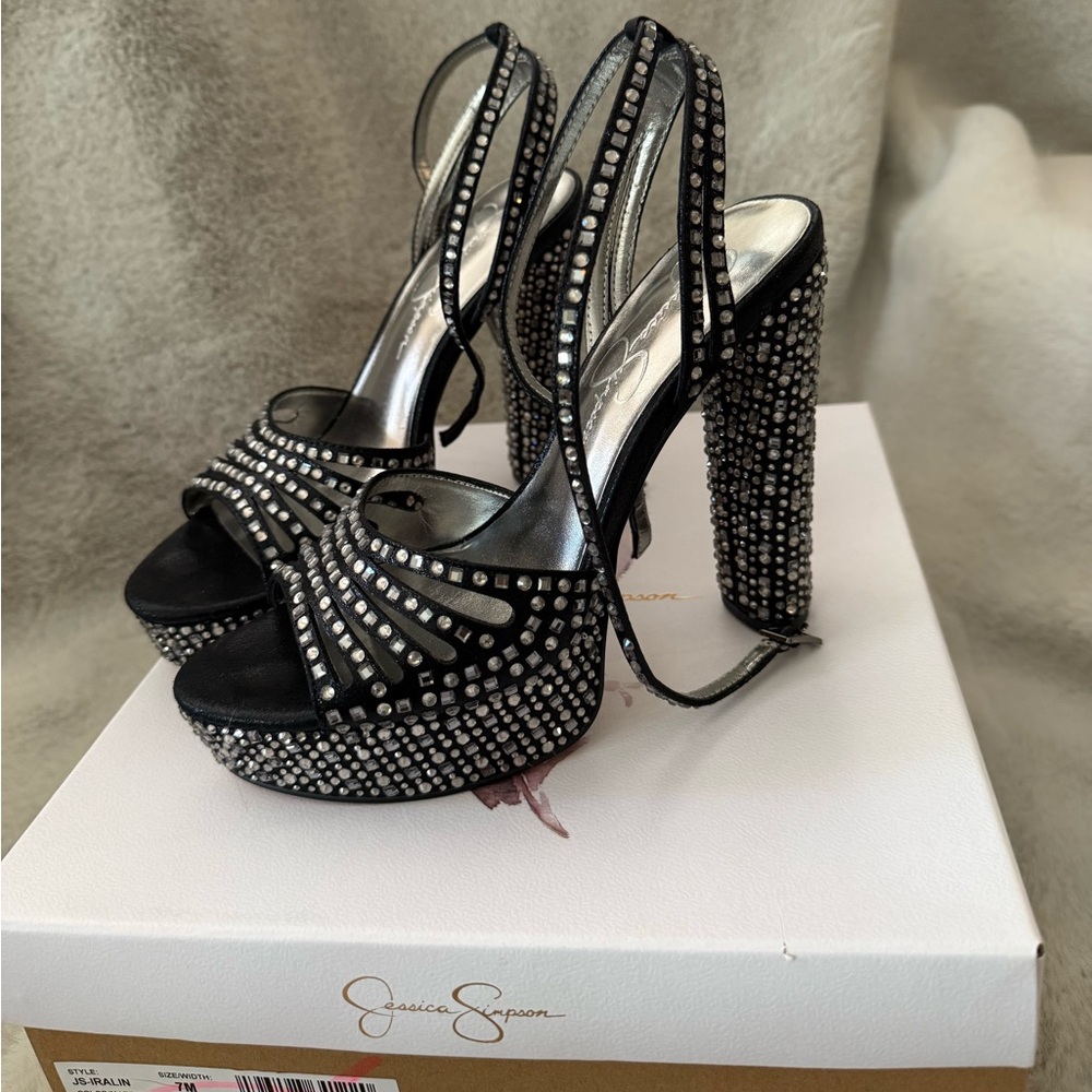 Jessica Simpson Black Shimmer Sandals Box